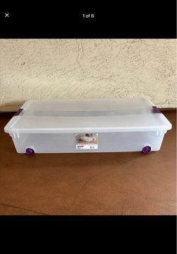 One Sterilite Clear View Underbed Storage Bin With 4 Wheels