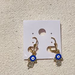 Gold Plated Hamsa Earrings 