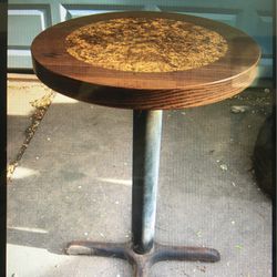  (8) Vintage  21" Laminated Wood Restaurant table Tops w/ steel bases