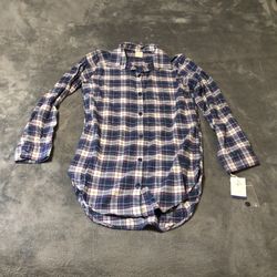 Jasmine & Ginger (Blue/Pink/White Plaid) Flannel Sleep Shirt 