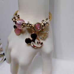 18k Oro Laminado Brazalete De mickey Mouse 