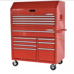 Husky 42 in. 12-Drawer 24.5 in. Deep Tool Chest/Rolling Cab Set Gloss Red