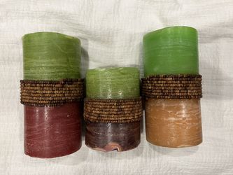 Three Decorative Pillar Candles