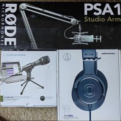 Complete Podcasting/Streaming Setup: Mic, Arm & Headphones. 