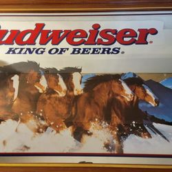 Vintage Budweiser Clydesdale Bar Mirror 