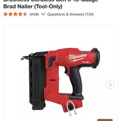 Milwaukee M18 FUEL 18-Volt Lithium-Ion Brushless Cordless Gen II 18-Gauge Brad Nailer