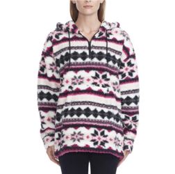 MARC NEW YORK NWT ($109) Mulberry Printed 1/4 Zip Teddy Fleece Pullover M