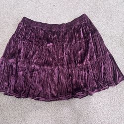 Small Burgundy Velvet Short Ruffle Gothic Mini Skirt  