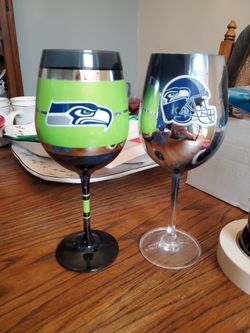 Seahawks wine glasses