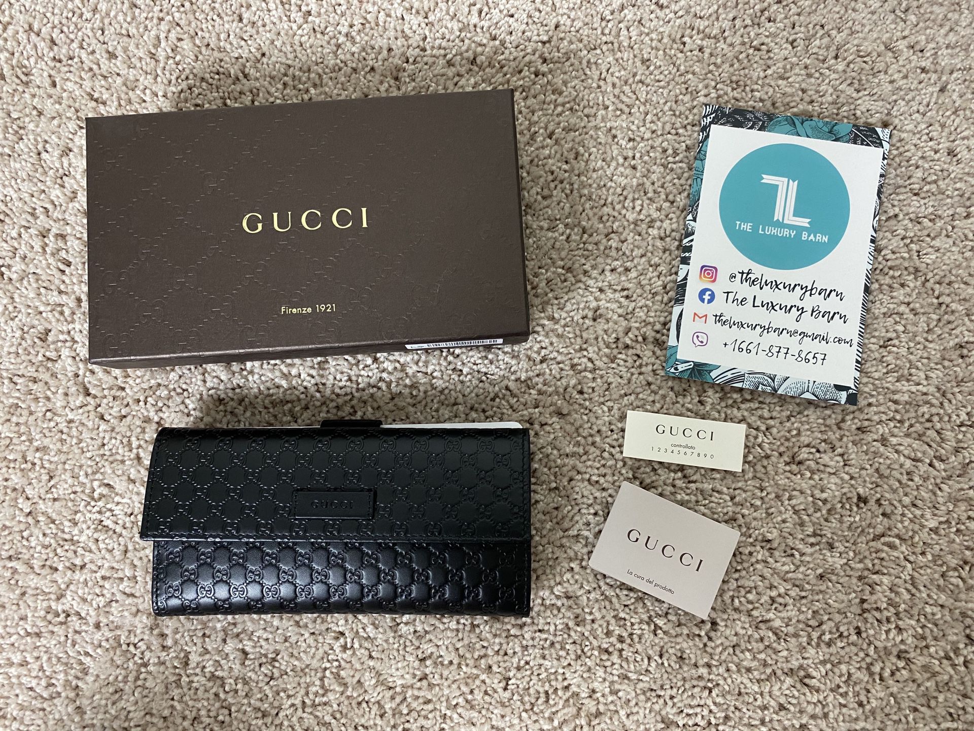 BNWT Authentic Gucci Microgussima Long Wallet Black