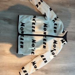 MONCLER REVERSIBLE BEIGE ALLOVER LOGO JACKET