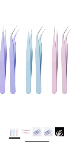 Brand new 6 Pcs Stainless Steel Straight and Curved Craft Tweezers, 3 Straight 3 Curved