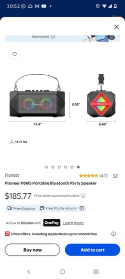 Pioneer PBM5 Portable Bluetooth Party Speaker