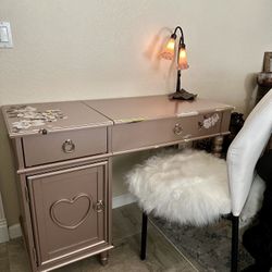 Ladies Girls Desk Makeup Vanity Table Wood Mirror