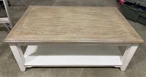 Two-Tone Wood Coffee Table with Lower Shelf