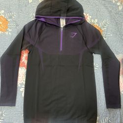 Gymshark Onyx 5.0 Seamless Hoodie Black/Athletic Purple Size Medium Large  