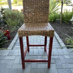 Woven Counter-Height Bar Stool – Solid Wood