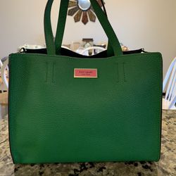 Kate Spade New York Sam Satchel in Green Bean Leather Small