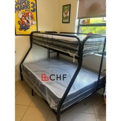 Metal Twin / Full Bunk Bed  (Mattress Sold Separately )