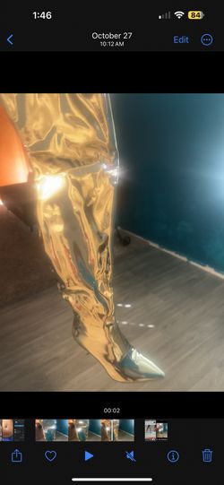 Gold Chrome High Boots