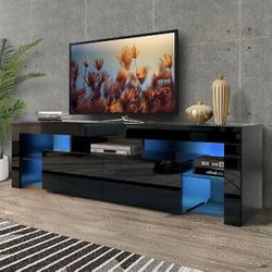 New Black Tv Stand Led 