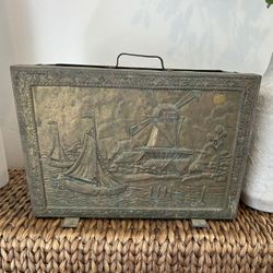 Mid century modern Solid Brass, magazine holder, repurpose, planter, pot table, decor, patina old, rusty, collectible, antique retro ro multi