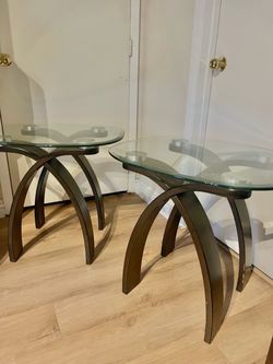Modern curved glass top end tables