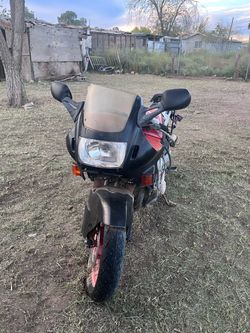 Sport Motorcycle Black and Red Fairing