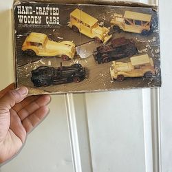 Antique Hand Carved Wooden Cars Original Box... 