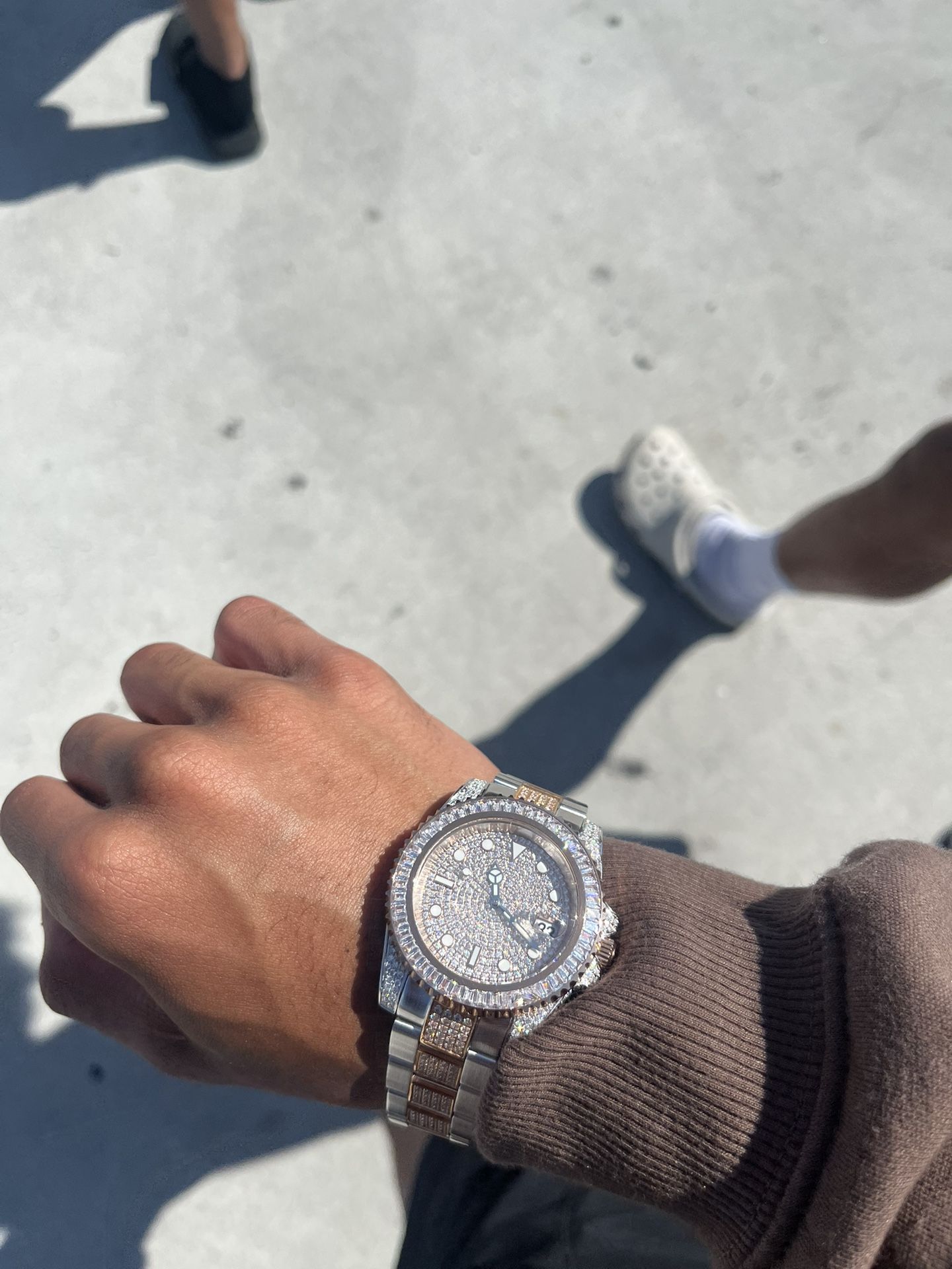 VVS ICED OUT TWO TONE WATCH