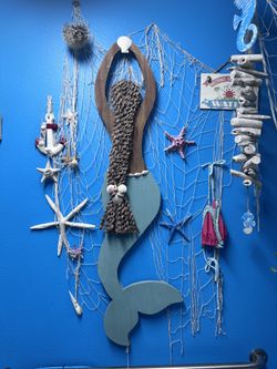 48 Inches Tall Mermaid Wood Art Fixture