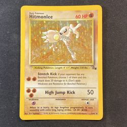 1999 Hitmonlee 7/62 Fossil Set Holo Rare Pokemon Card Near Mint/Mint