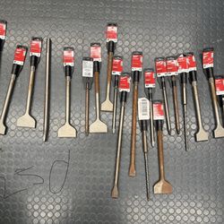 Misc Milwaukee chisel, drill bits, SDS