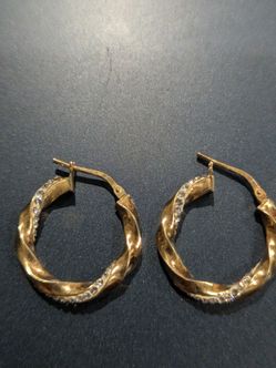 Sterling Hoop Earrings with Crystal Accents