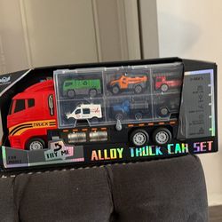 alloy truck and car carrier set