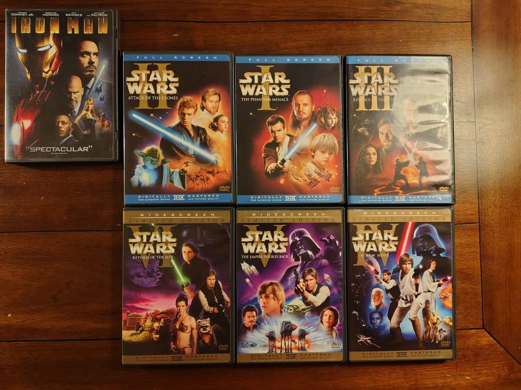 Star Wars Episodes I- IV Plus Iron Man DVDs