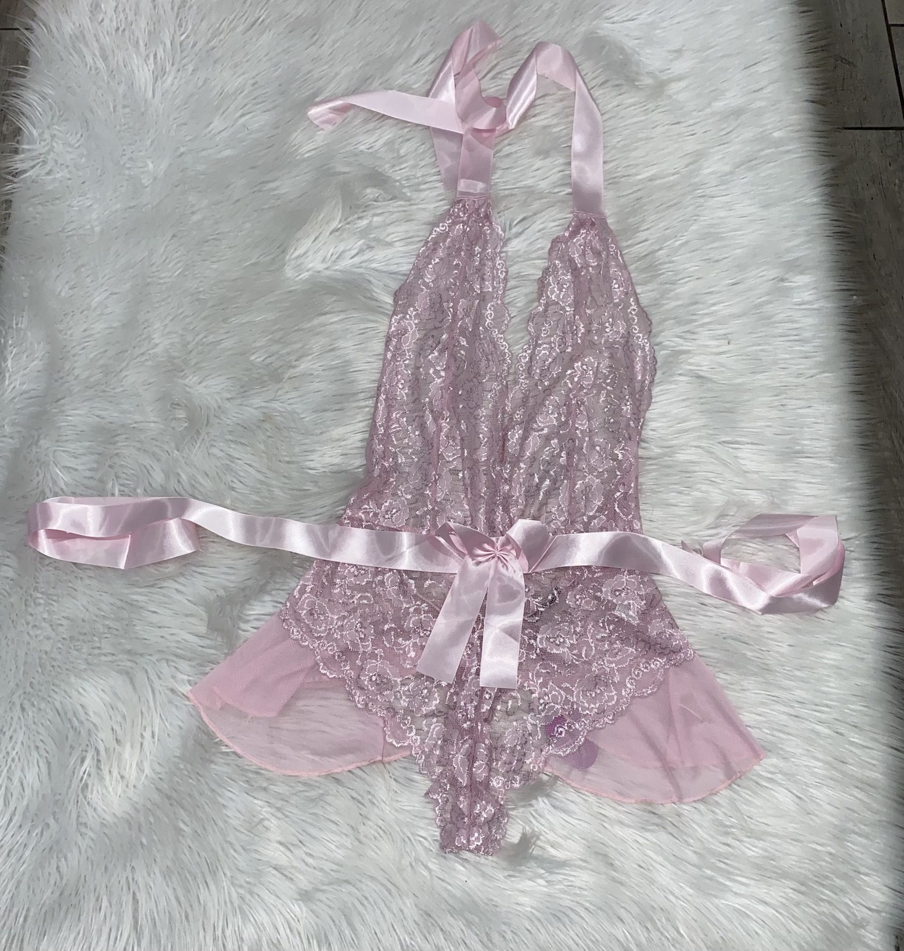 Avidlove Lingerie Plus Size for Women Halter V Neck Teddy Lingerie Lace Bodysuit