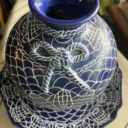 Oriental Blue White Vase & Plate 