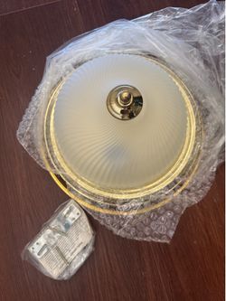Flush Light Ceiling Light Fixture Swirl Glass Design Gold Accent NEW
