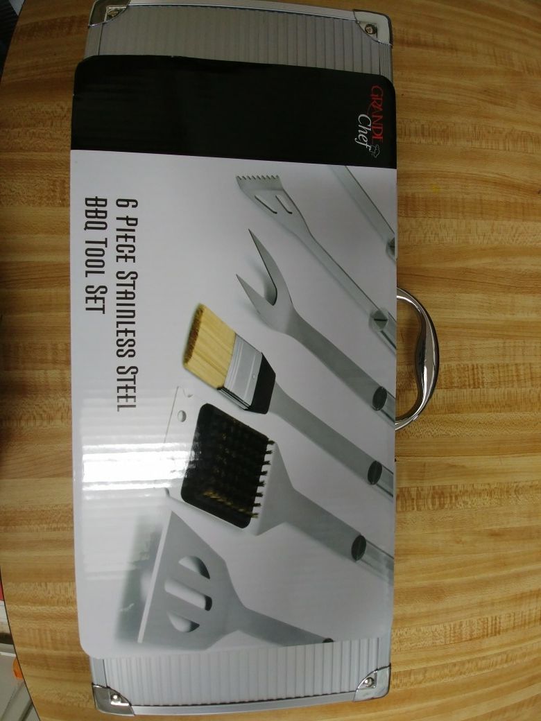 6-pc Grande Chef Stainless Steel BBQ Tool Set (UNOPENED)