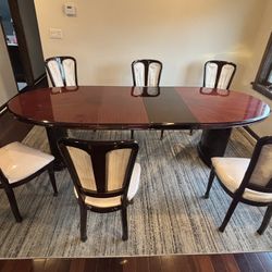 Italian Dining Table With 6 Chairs Real Wood With Glossy Finish