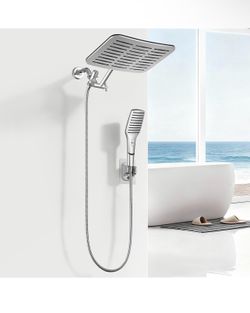 Brandnew 12.2" Rain Shower Head with Handheld Spray, High Pressure Combo Height adjustable dual shower system with rainfall showerhead and handheld sp