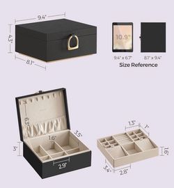 SONGMICS 2-Layer Jewelry Box Organizer w/ Handle Removable Tray - Black