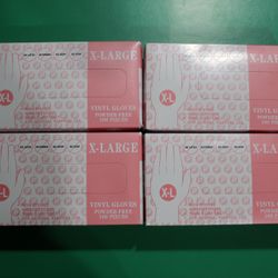 Vinyl Gloves, X-LARGE, Powder-Free, 100ct each, 4-Pack, Total 400