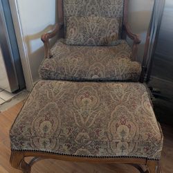 Ethan Allen Plush Chair with Ottoman