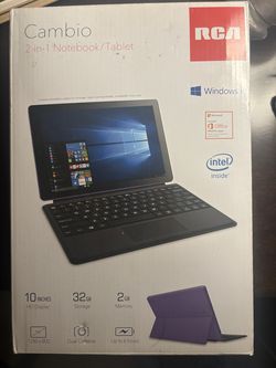 RCA Cambio 10.1" 2 in 1 32GB Tablet with Windows 10, Intel Atom Z8350 2GB RAM, Includes Keyboard (Purple)