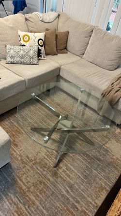 Beautiful Glass Coffee Table with Metal Feet