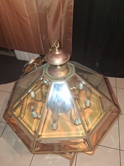 Copper double is glass. Chandelier