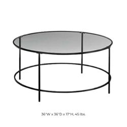 Round Black Metal Coffee Table With Glass Top