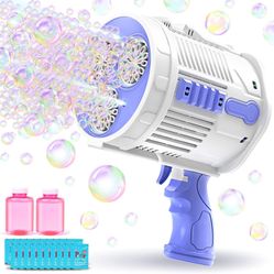 Automatic Bubble Blower Gun Toy - Colorful Bubble Machine with LED Lights Included 20 Packs Bubble Maker Solutions Summer Outdoor Gift for Kids Adults